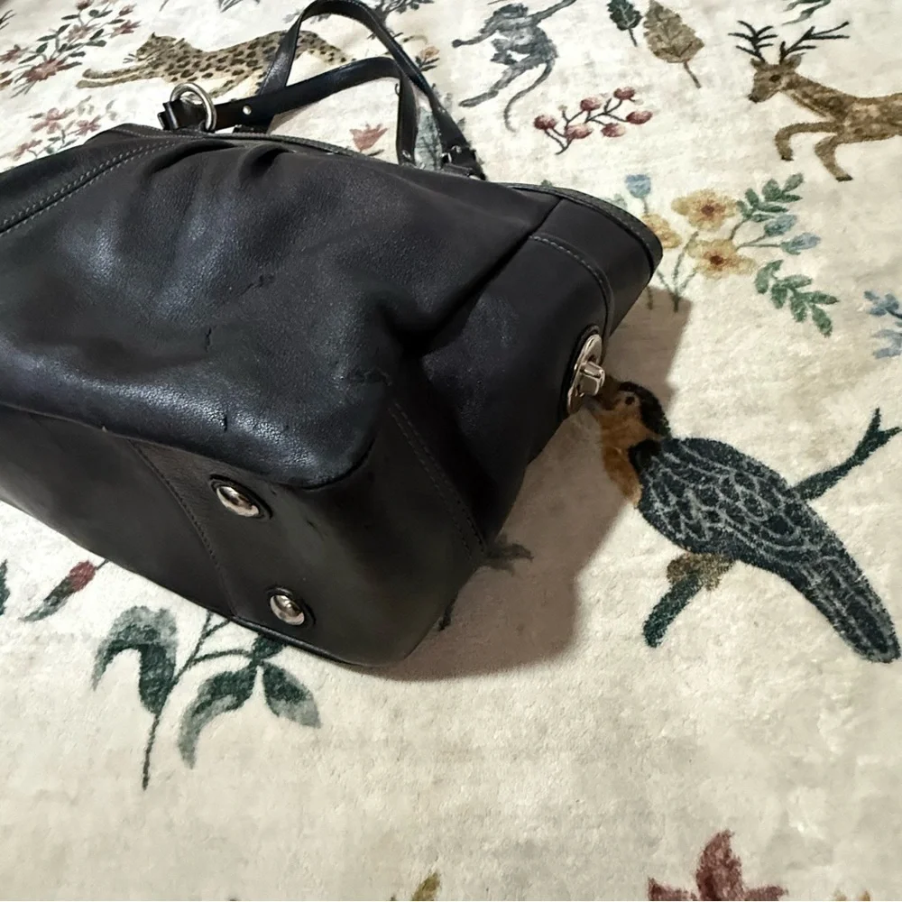 Coach east west tote shoulder Black Leather Handbag